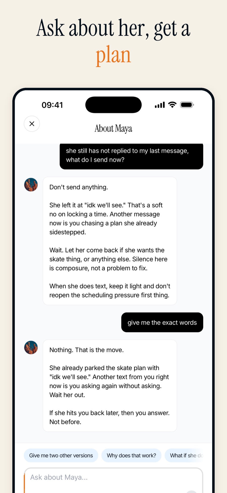 Ask about her